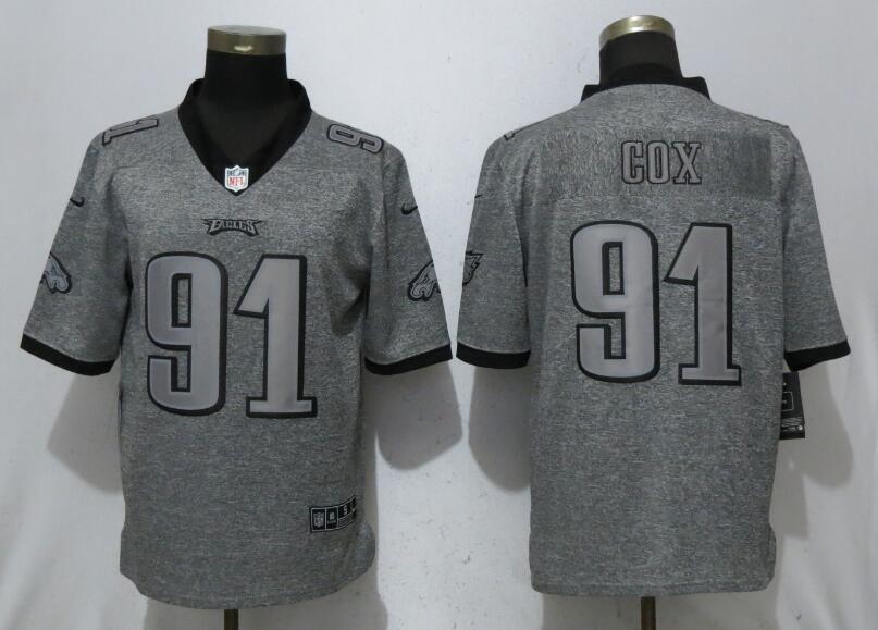 Men Philadelphia Eagles #91 Cox Gray Vapor Untouchable Stitched Gridiron Limited Nike NFL Jerseys